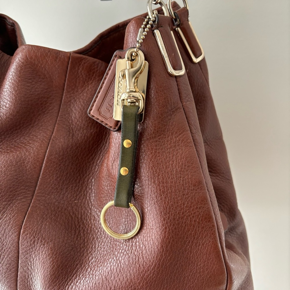 Leather Keychain - Olive Colour